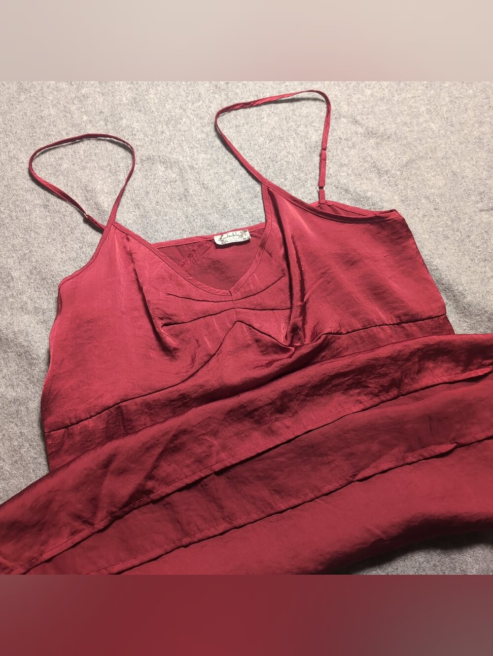Intimately Free People Burgundy Satin Mini Slip Dress Camisole Cami Top Medium